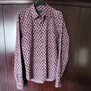 Prada Men's Geometric Pattern Shirt - Black and Brown